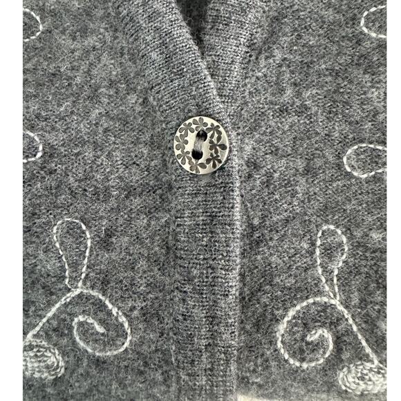 Vintage Talbots 100% wool floral embroidered sweater vest gray white size small - Picture 4 of 7